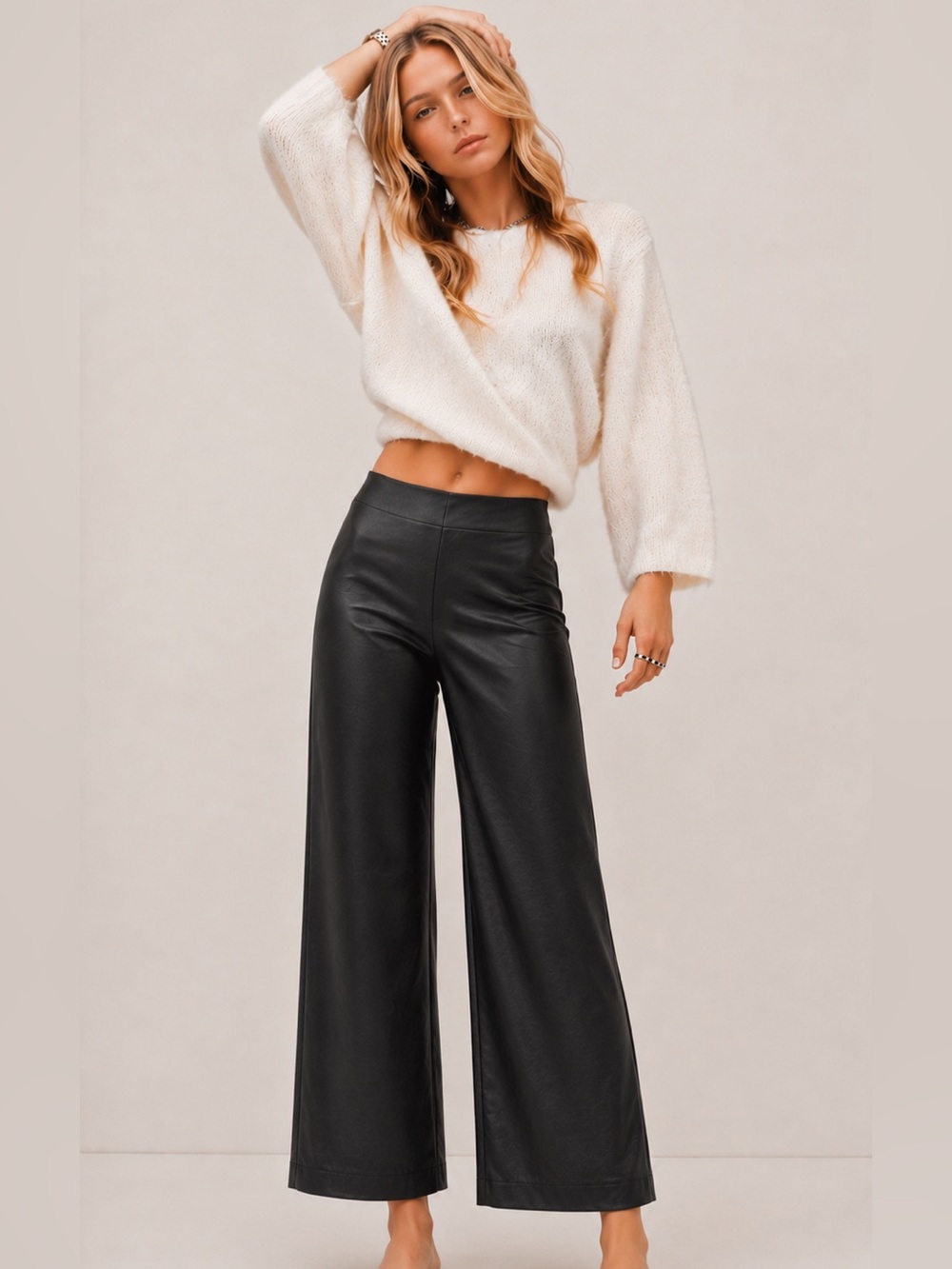 RW&CO. Black Wide-Leg Faux Leather Pants